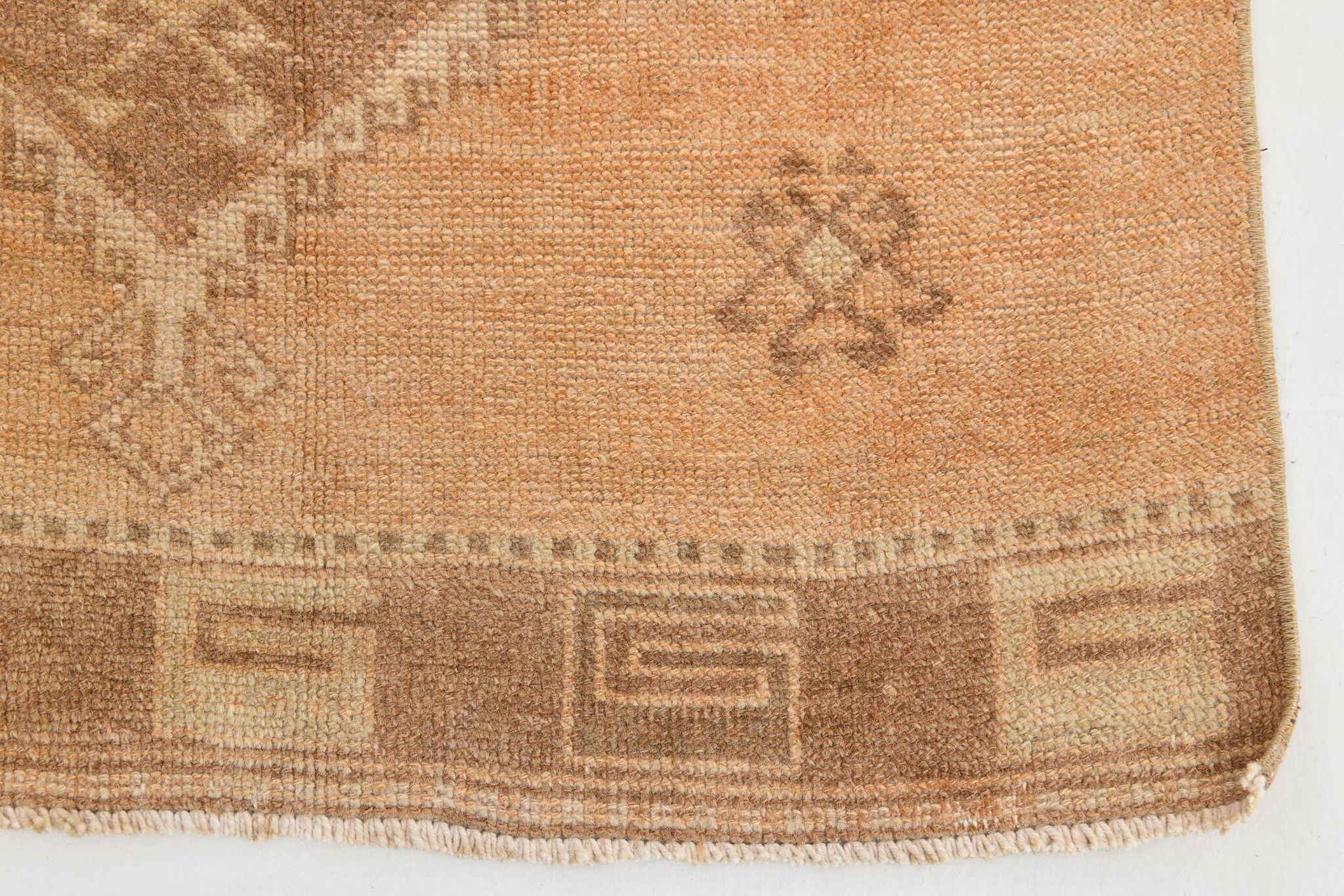 Brown & Cream Turkish Runner Rug, 95x377Cm