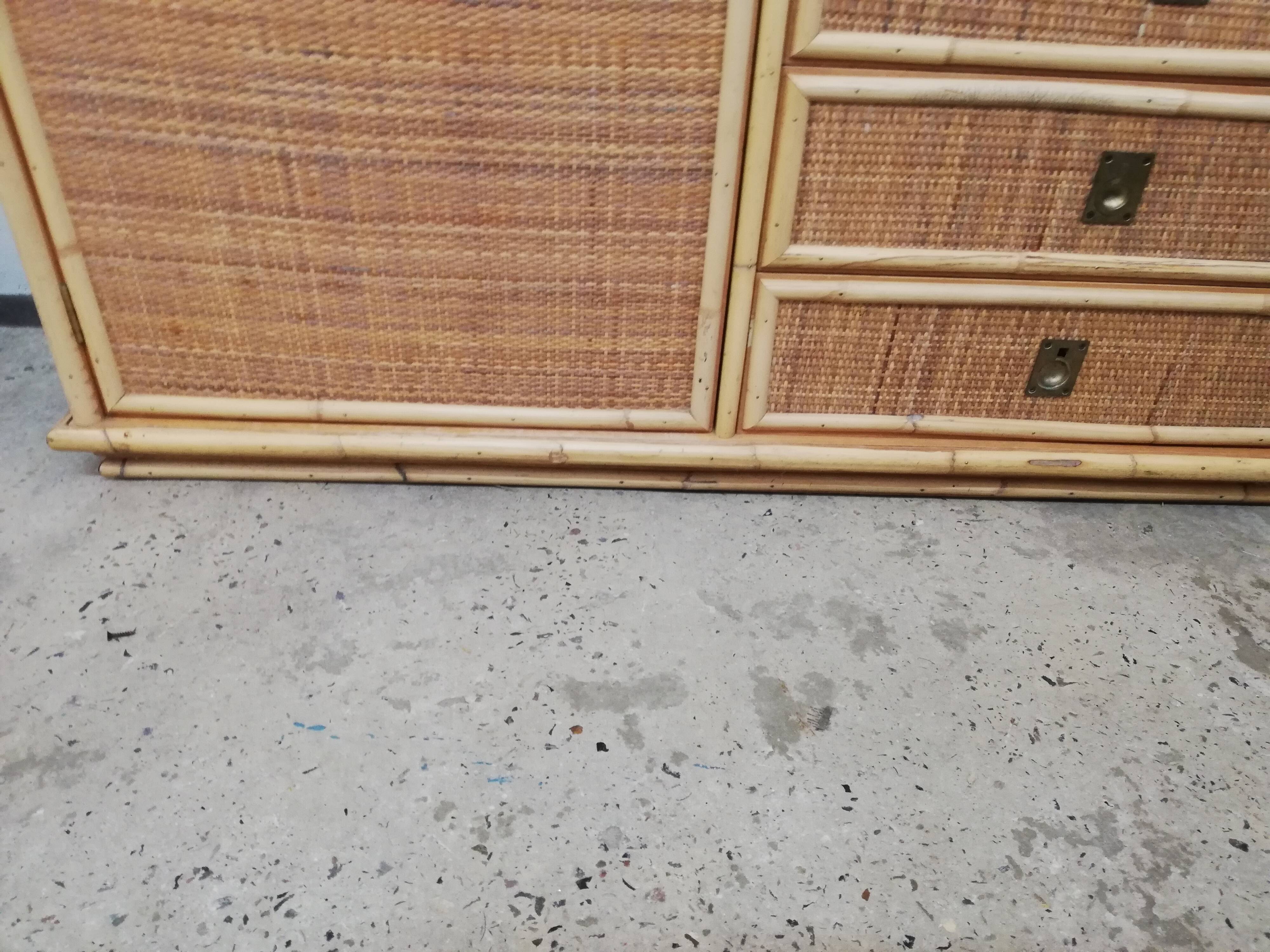 Sideboard Dal Vera Firenze 1970s rattan & bamboo