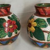 Pair of ceramic vase signed Italy 1954 b, vintage, decoration, flower