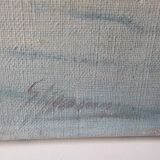 Old painting - Oil on canvas Lake Geneva Chateau de Glérolles (Switzerland)