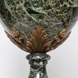 Cassolette, covered vase in green marble, head of rams, LouisXV XIXX