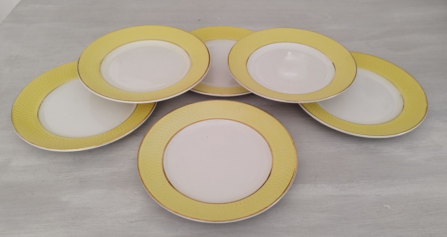 Flat Faience Plates Orchies Moulin des Loups Vintage