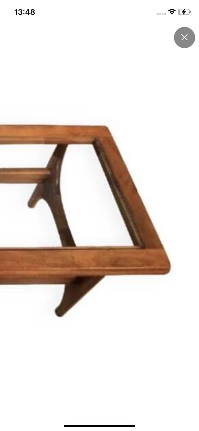 Vintage Scandinavian dining table in wood and glass