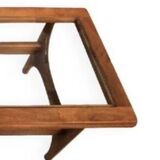 Vintage Scandinavian dining table in wood and glass