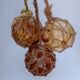 3 amber glass trawl balls