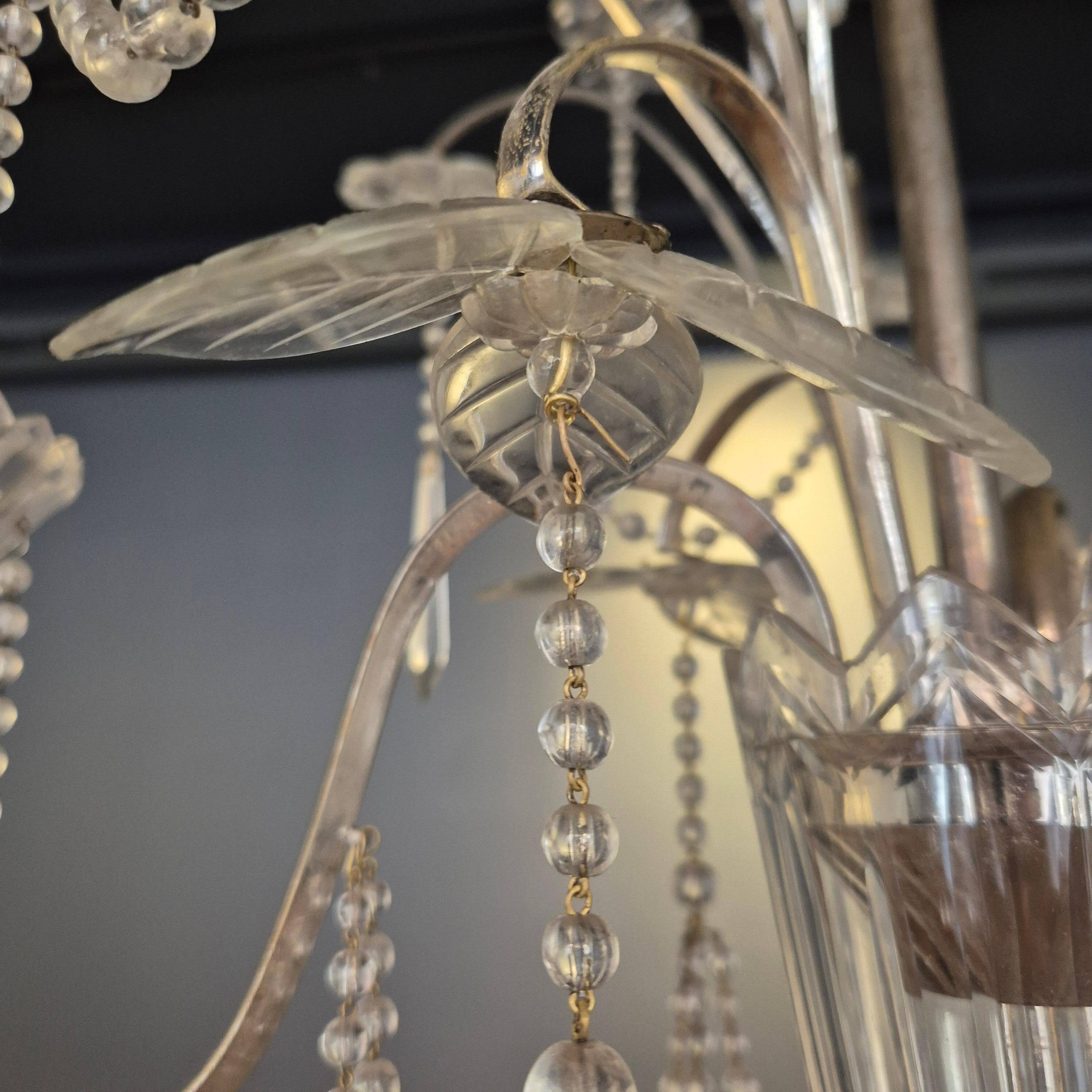 Lustre, crystal and silver-plated metal, Swedish neoclassicism