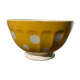 Old bowl Sarreguemines Digoin yellow with white polka dots, antique ceramics