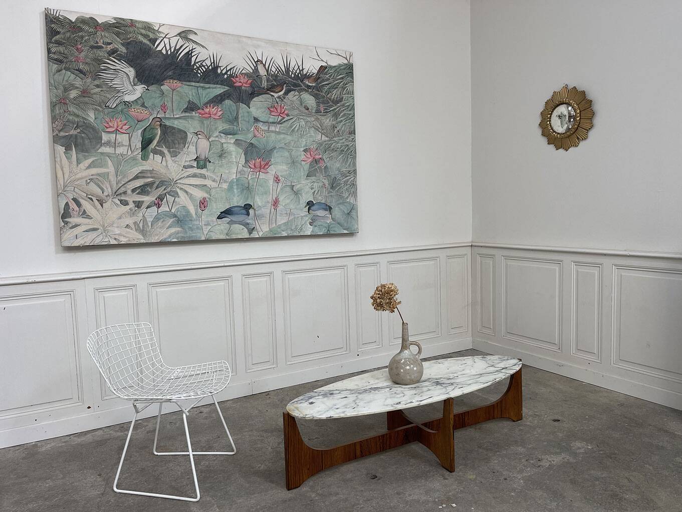 Hugues Poignant marble and rosewood coffee table