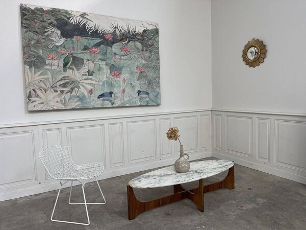 Table basse marbre et palissandre Hugues Poignant