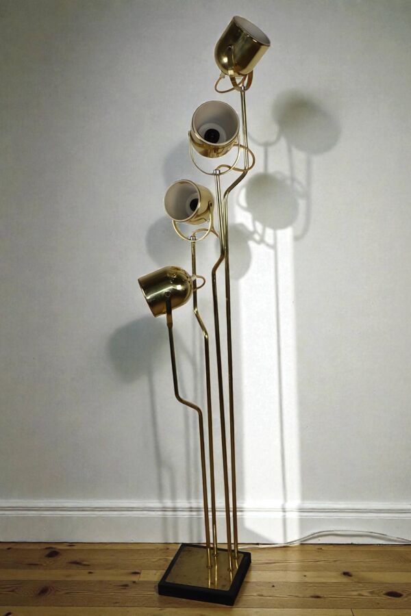 Lampadaire vintage Goffredo Reggiani en métal doré - Années 70