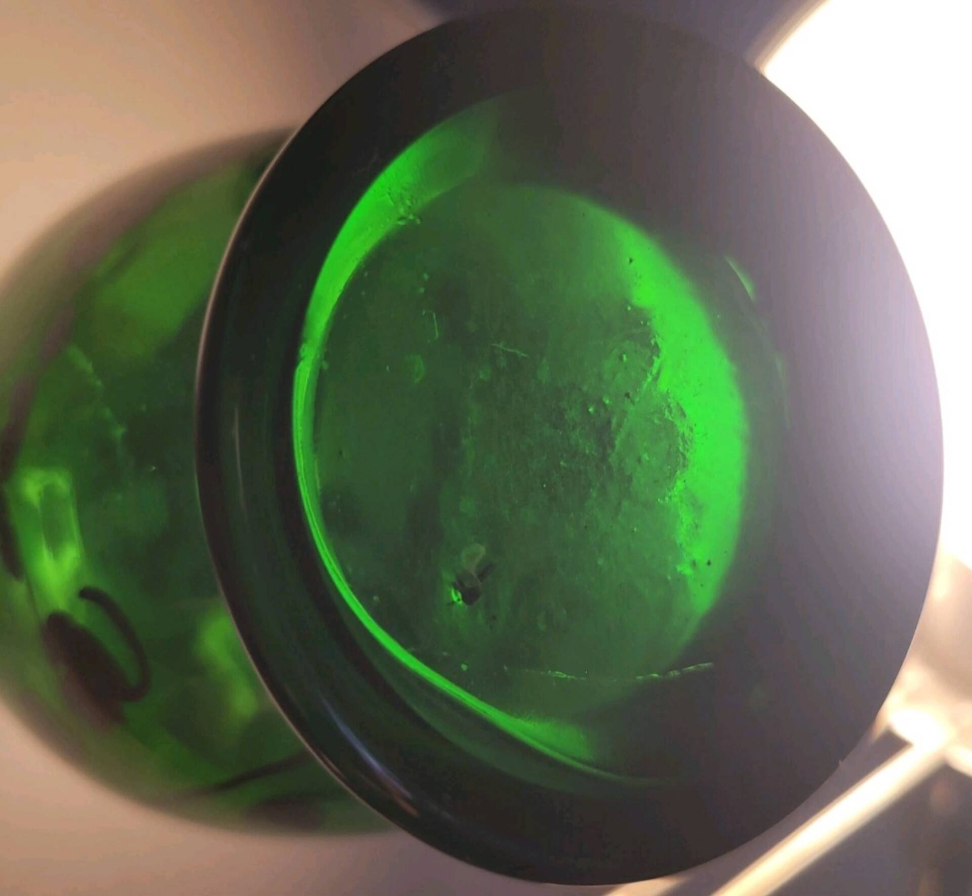 Murano glass alcohol bottle green & silver 1930s - 1940s.