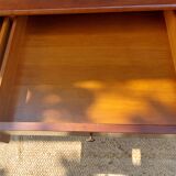 Desk, black leather top