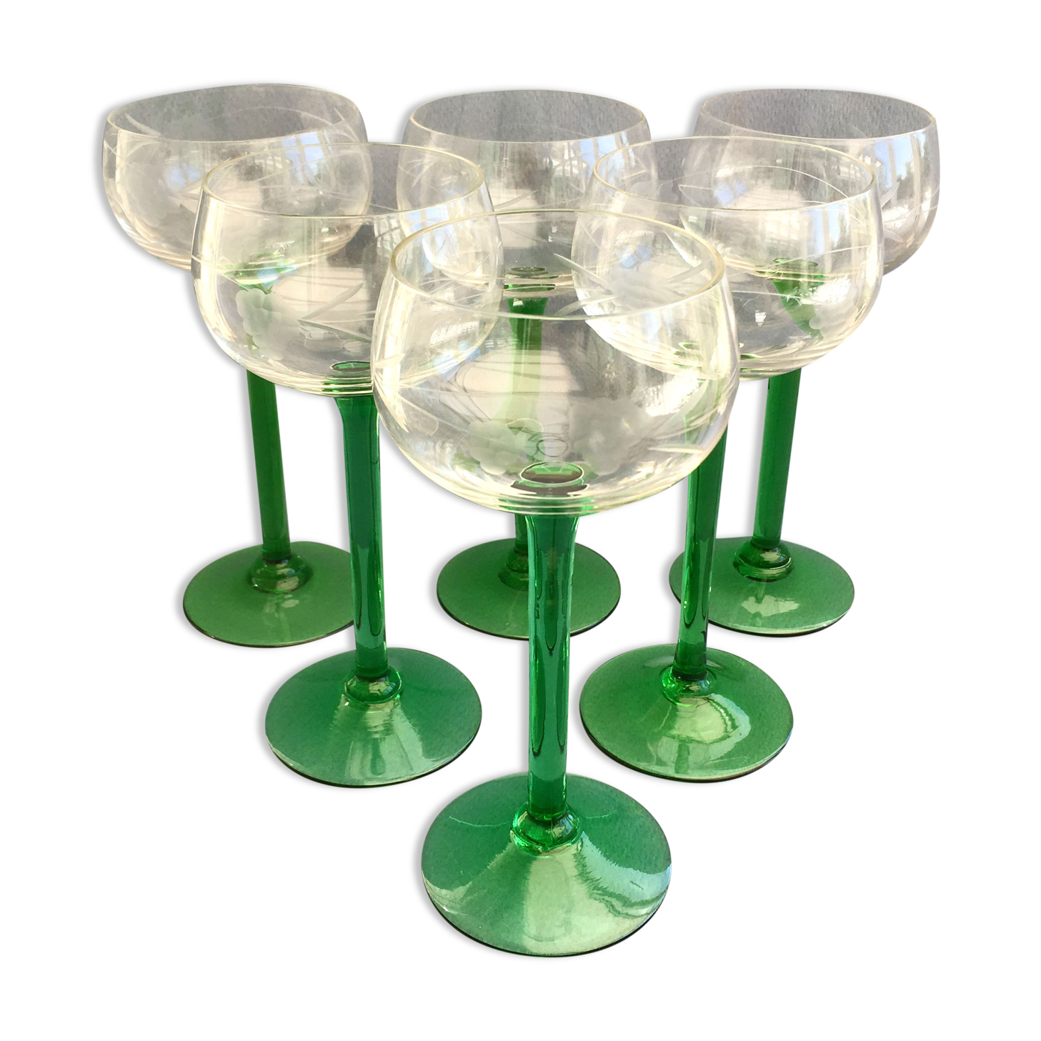Set of 6 Alsace wine glasses in chiseled crystal