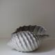 Large iridescent barbotine shell bowl, Italy vintage