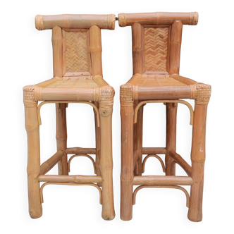 Pair of big bamboo stools 1970s