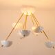 Stilnovo. Chandelier in gilded brass and white lacquered metal. Contemporary.