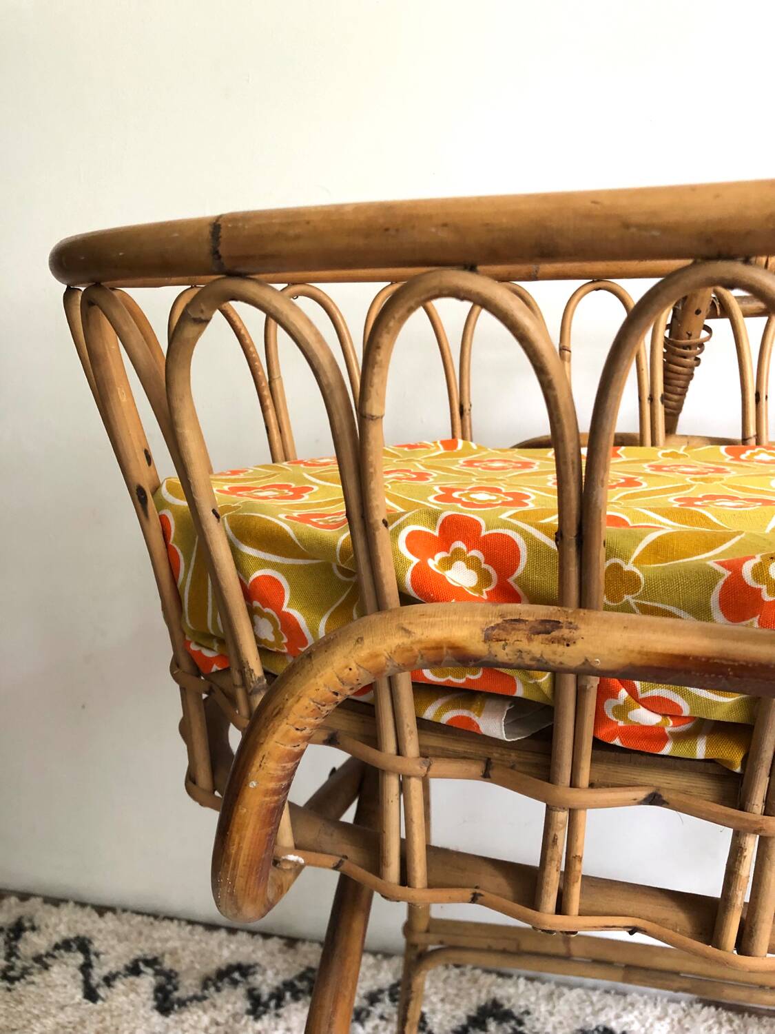 Vintage rattan cradle