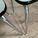 Almond green Formica chairs and stool