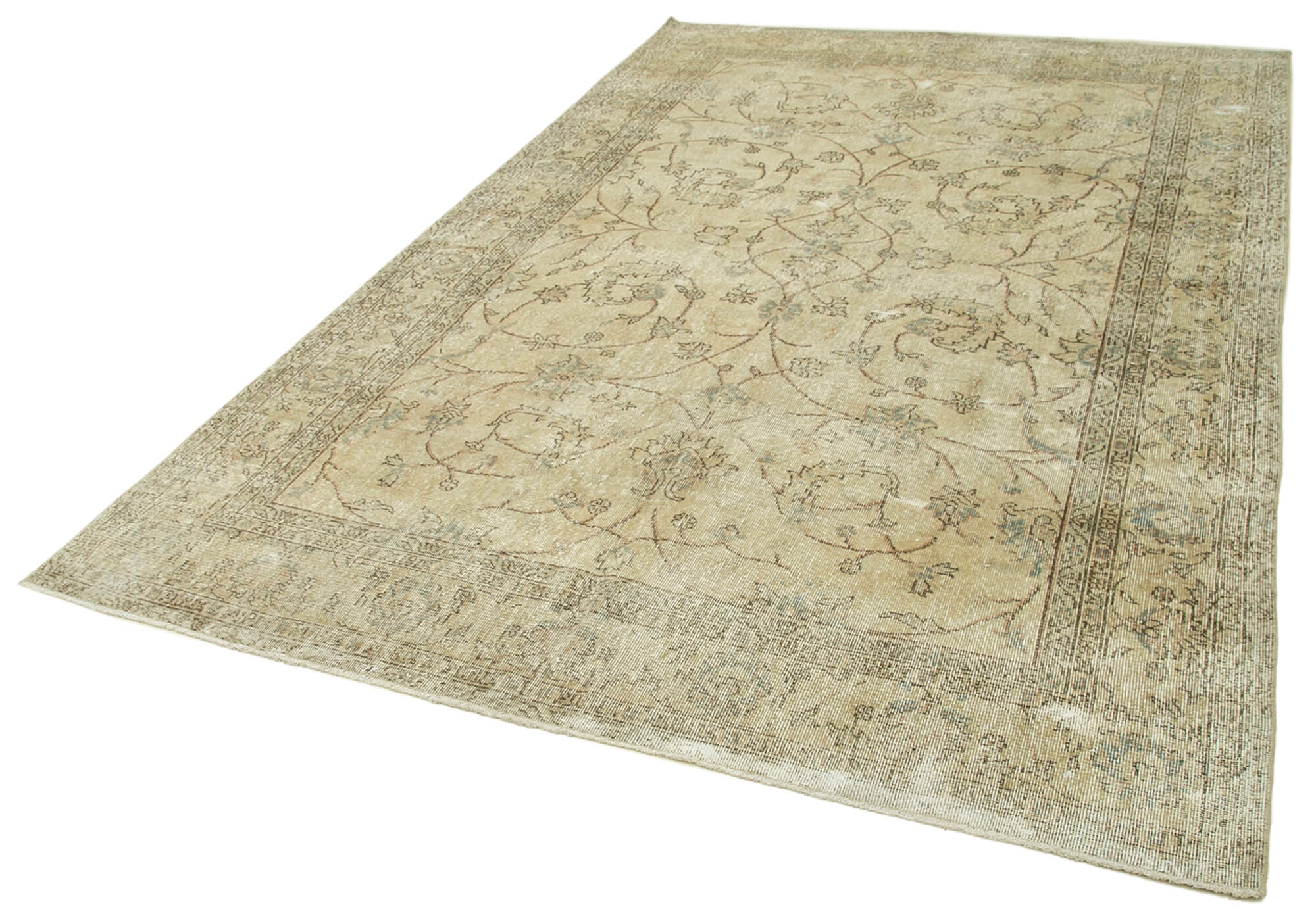 Handmade decorative oriental beige carpet 200 cm x 305 cm