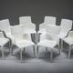 Gio dining chairs in ecru leather by Walter Knoll, Germany, 2000s, set of 8