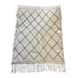 Berber carpet in beige wool with diamonds 140x105