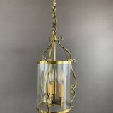 Suspension lanterne en laiton et verre xxe siècle