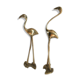 Set of brass pink flamingos