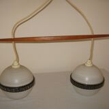 Scandinavian style glass and wood hanging lamp