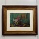 Aquarelle sur papier nature morte bouquet de fleurs XXe par Rivoto