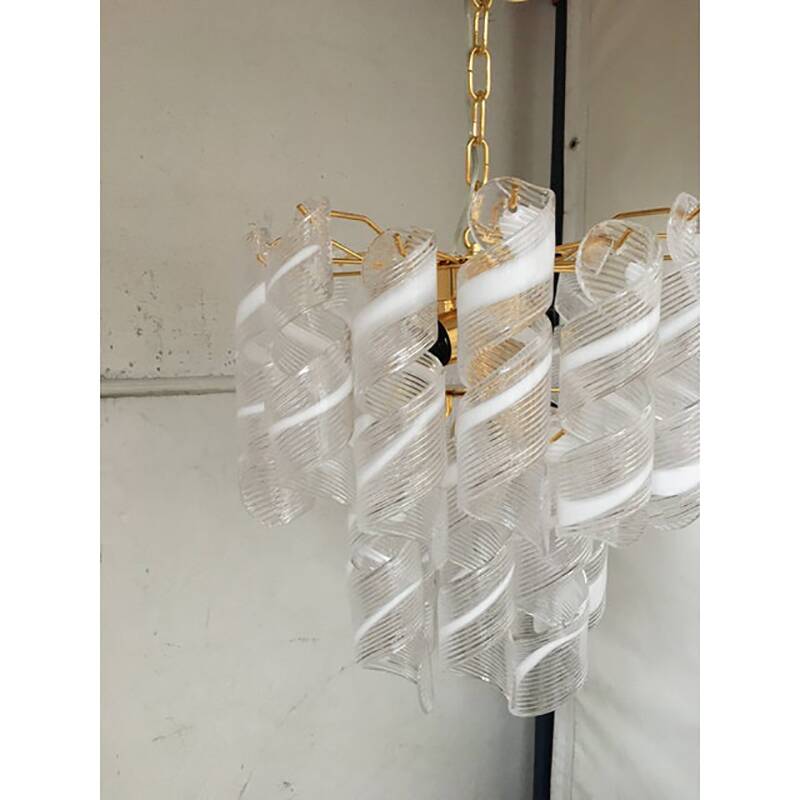 Murano Glass Chandelier "Virgola" Made in Italy Venini Style