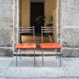 Chaises en fer et en cuir Italie 1960
