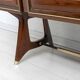 Meuble bar italien du milieu du siècle en acajou et laiton, attribué à Gio Ponti, 50