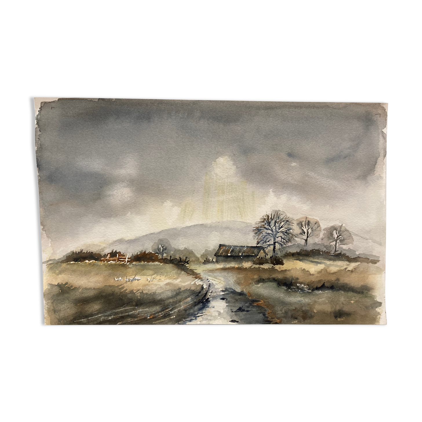 Watercolor winter landscape