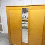 1970 Scandinavian wardrobe with shelves and mirror, 21x126, 2 doors.