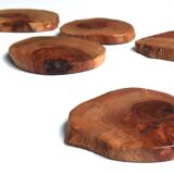 Six wooden coasters, 70s