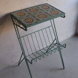 Metal plant stand with tiled top – 6 antique tiles