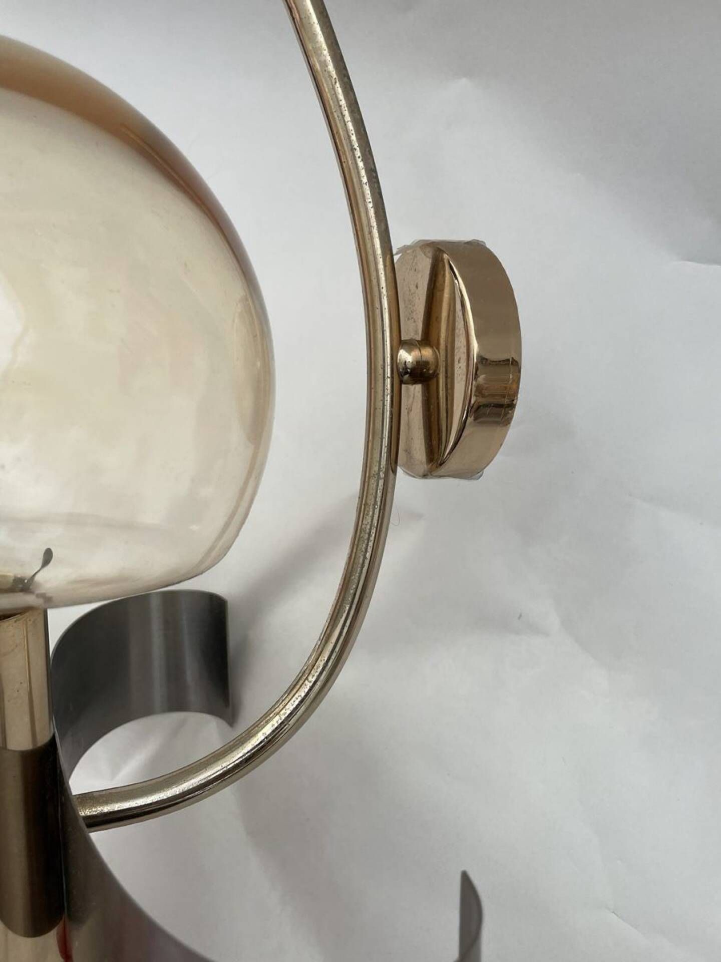 Pair of mid-century modern italian glass and metal wall lights