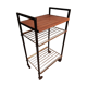 Serving table with metal wood wheels
