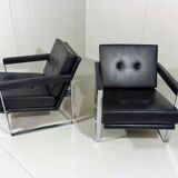 Hein Salomonson black leather lounge chairs 1968