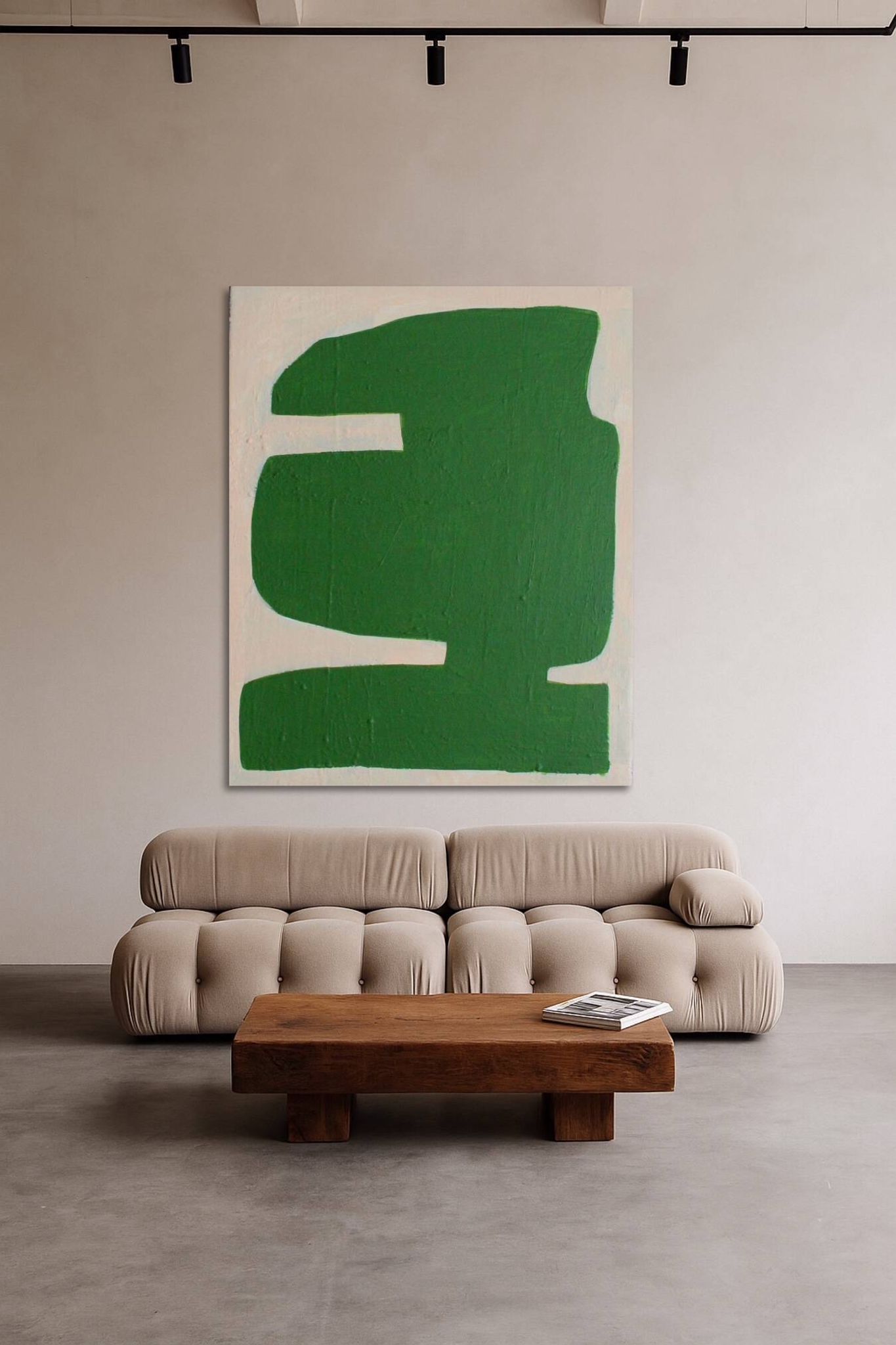 Large minimalist canvas "Verdura" 116x89cm signed Bodasca