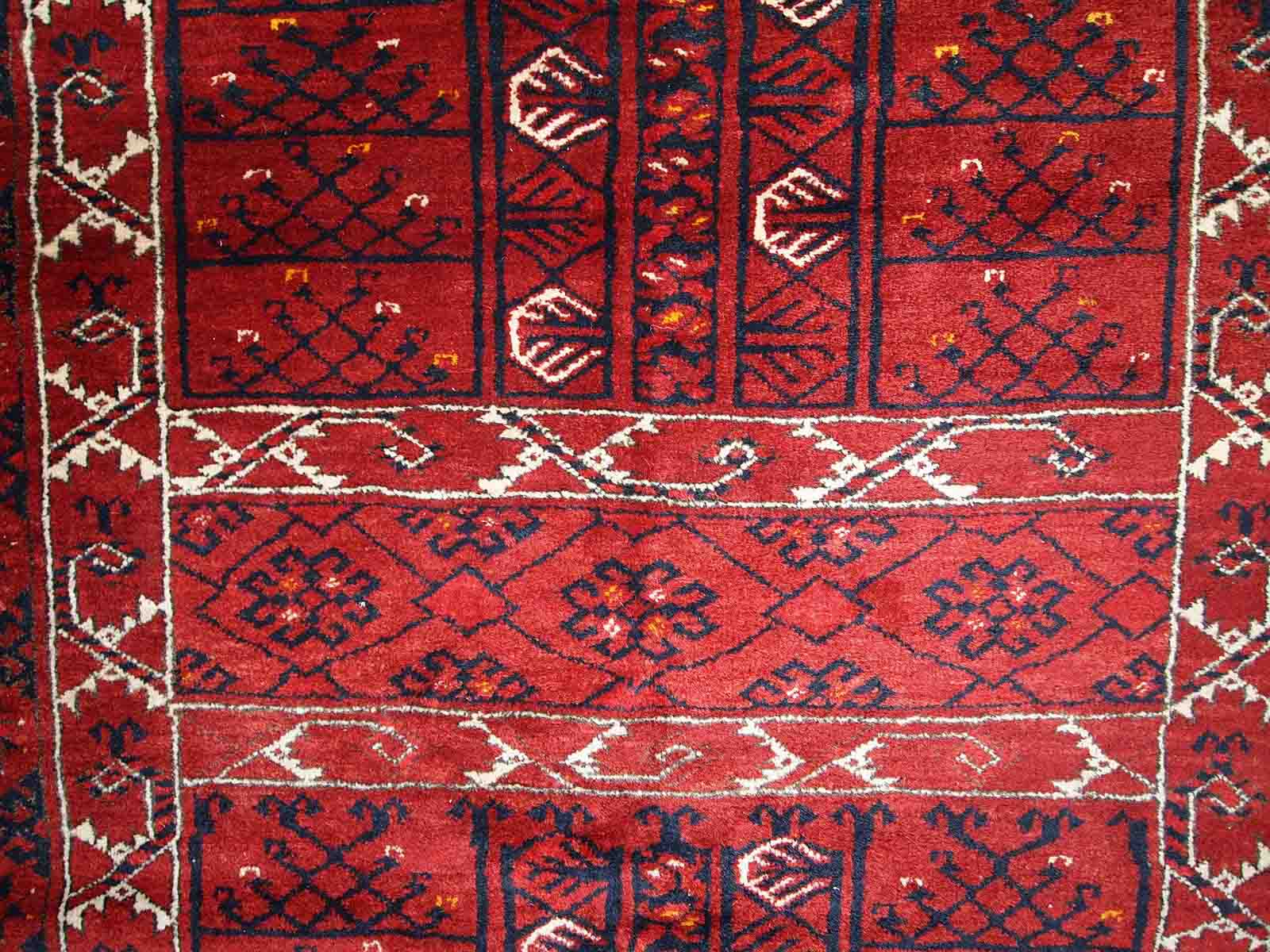 Vintage carpet turkmen engsi handmade 124cm x 165cm 1970s - 1c431