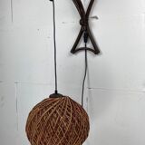 Rattan bamboo and rope sisal wall lamp, Dutch 1960s