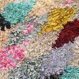 Moroccan Berber carpet Boucherouite with colored diamonds 242x110cm