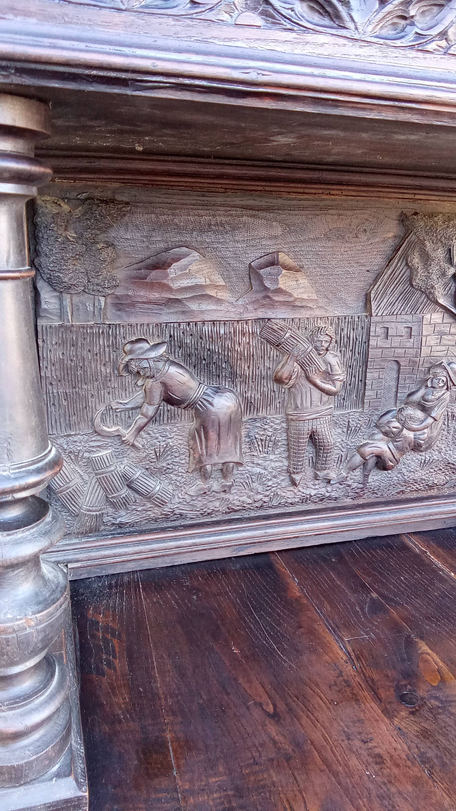 Old carved solid wood dresser