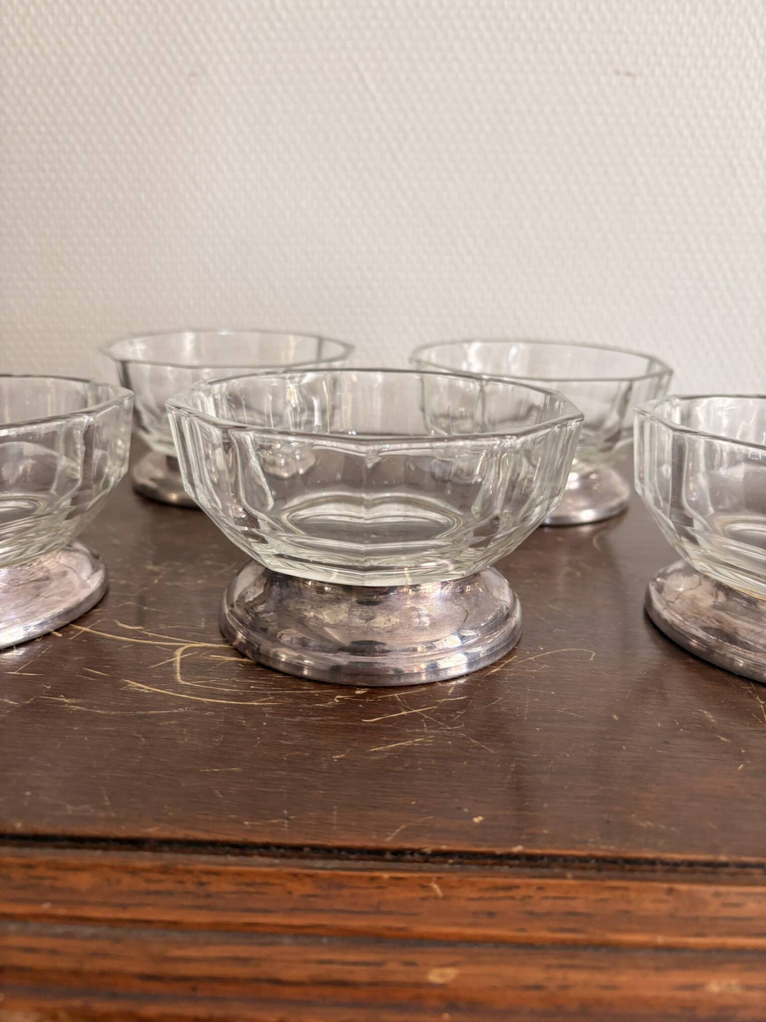 lot of 5 silver-plated metal fruit bowls in syrup made in Italy