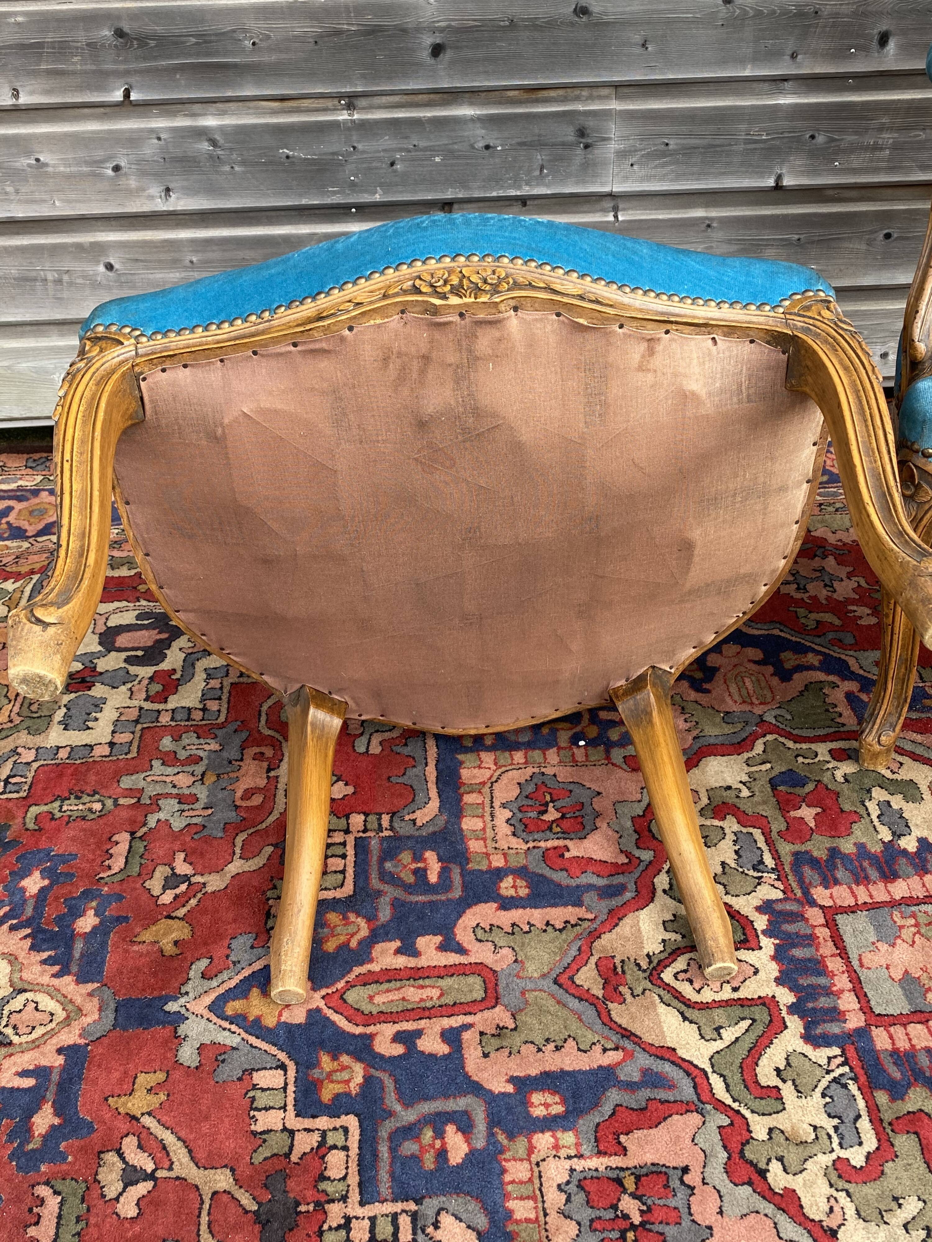 Pair of armchairs style Louis XV era XIX eme