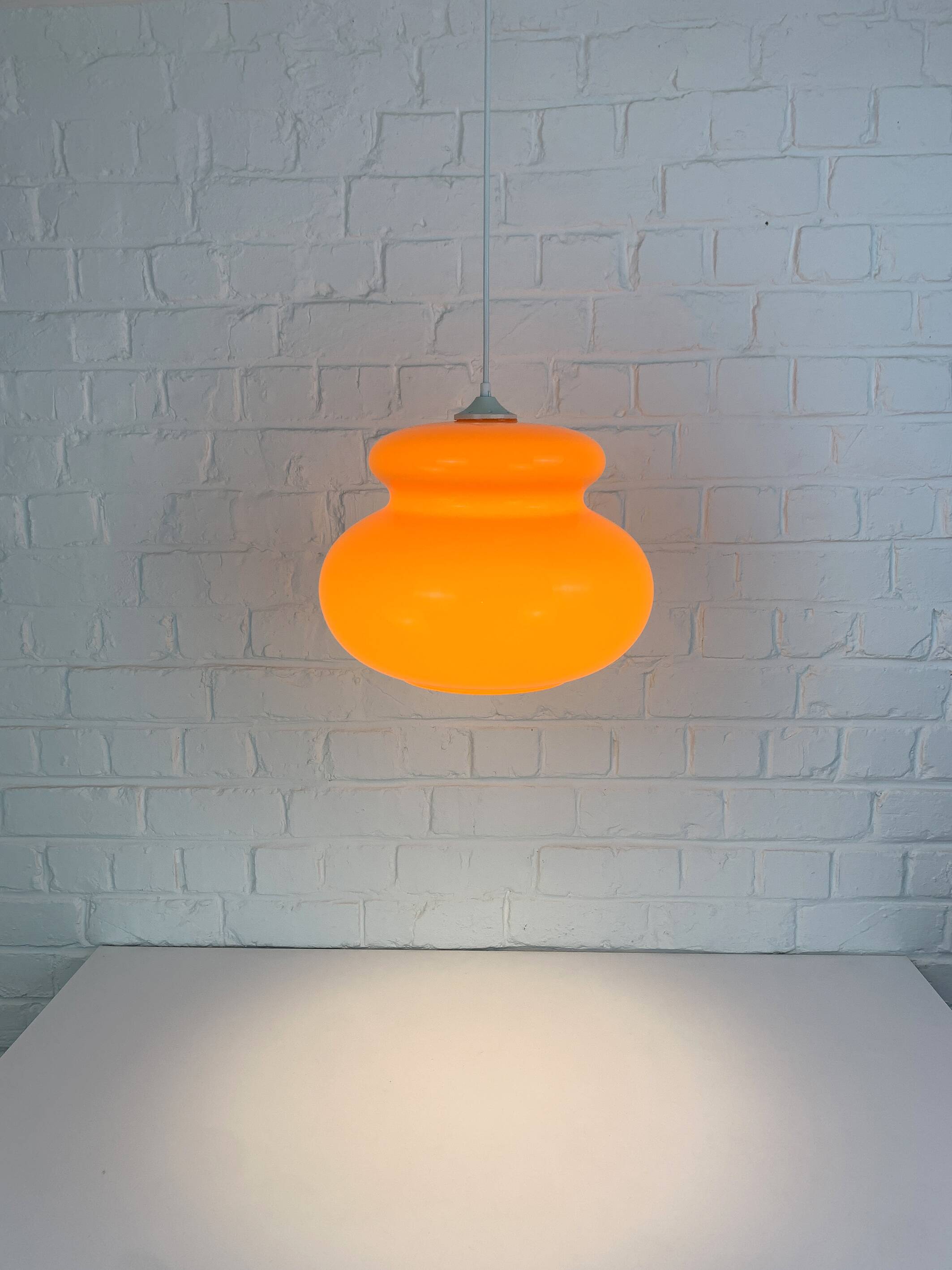 Vintage Space Age Orange Glass Pendant Light