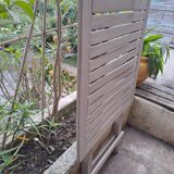 Square folding wooden garden table painted gray gray beige