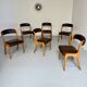 Set of 6 Baumann curved wood and imitation leather chairs, gondola model, 70s