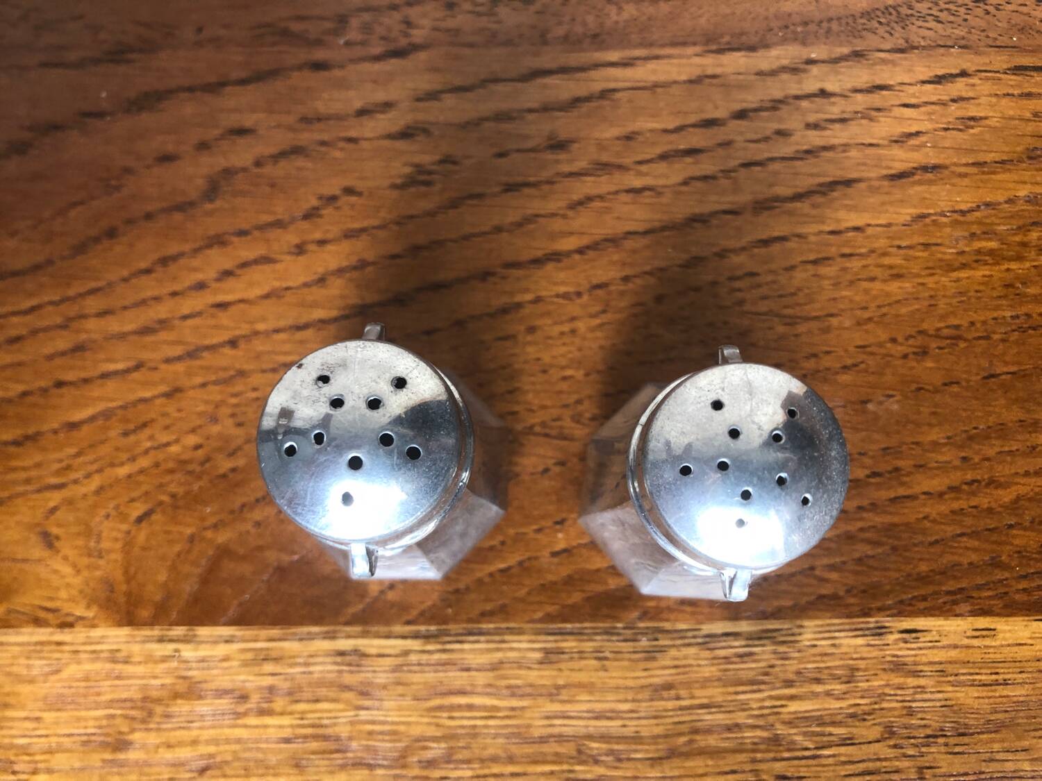 Pair of Old Pewter Salt Cellars from the Manoir Vintage